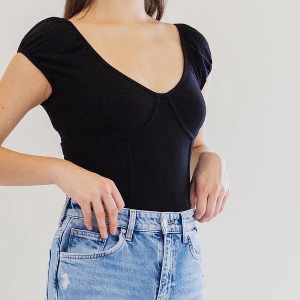 PRIV Nola Sleeveless Bodysuit in Black- Size Small